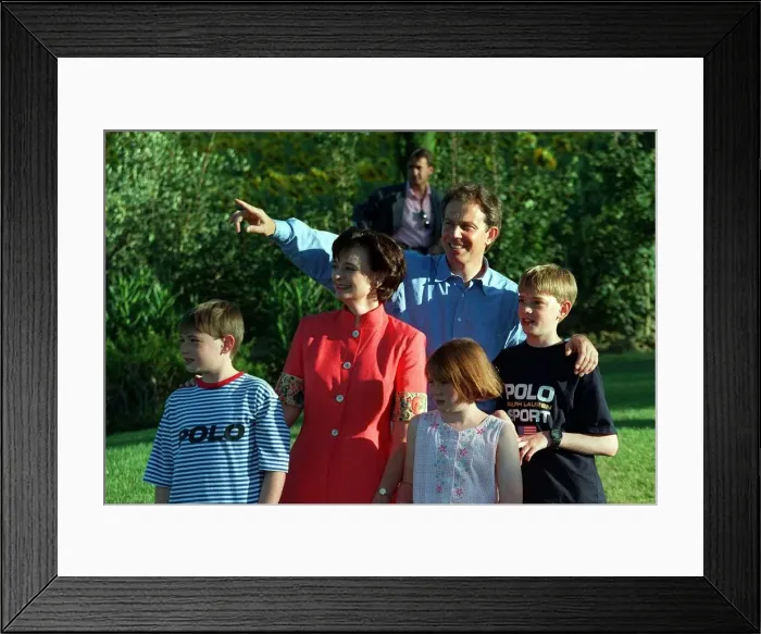 Framed Print : Tony Blair Prime Minister with family in Tuscany August 1997 Framed Print : Tony Blair Prime Minister with family in Tuscany August 1997
