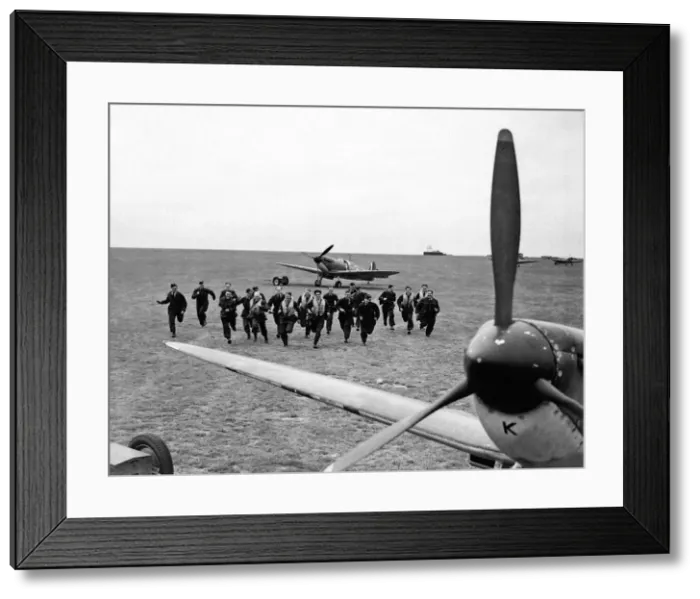 Framed Print : RAF Pilots scramble during the Battle of Britain Circa August 1940