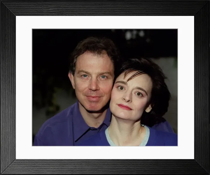 Framed Print : Tony Blair and Cherie Blair at home before the election campaign. March 1997