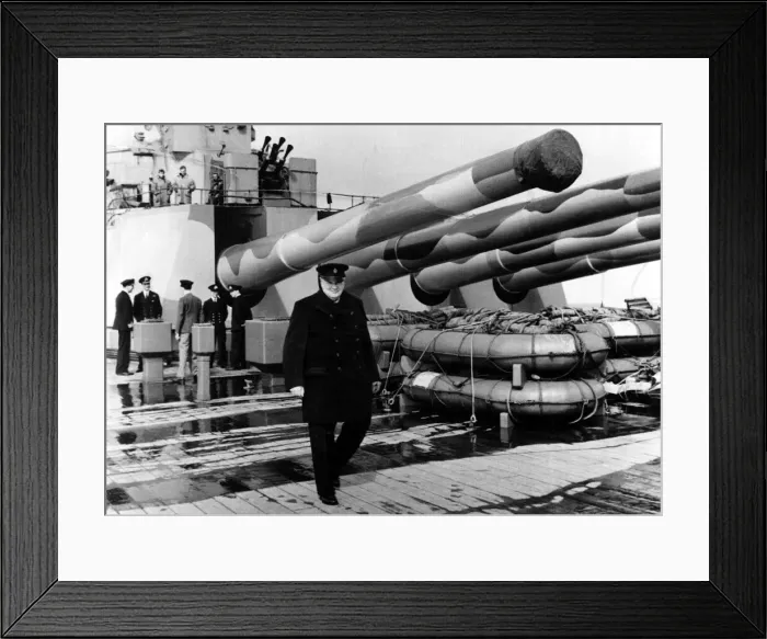 Framed Print : Sir Winston Churchill aboard the Prince of Wales during the Atlantic crossing in 1941