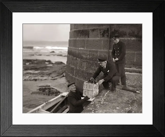 Framed Print : Boatman Old Alick delivers the holly topped boxes of Christmas gifts from the families