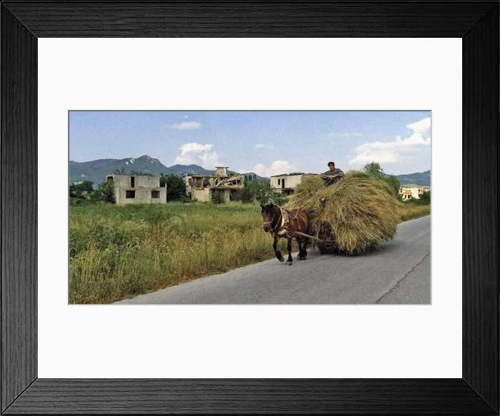 Framed Print : Ethnically cleansed area of Prijedor. Muslim families burnt out by the Serbians Framed Print : Ethnically cleansed area of Prijedor. Muslim families burnt out by the Serbians