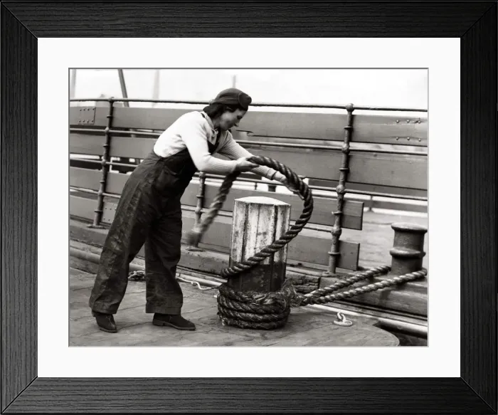 Framed Print : World War Two. Mrs Ellen McShane at work on the Jarrow on Tyne ferry May 1942 Framed Print : World War Two. Mrs Ellen McShane at work on the Jarrow on Tyne ferry May 1942