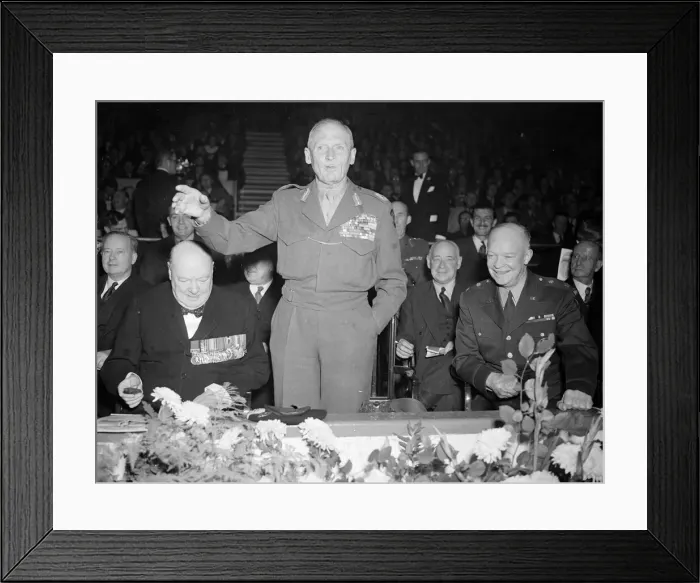 Framed Print : Field Marshal Bernard Montgomery making a speech at the El Alamein reunion dinner of Framed Print : Field Marshal Bernard Montgomery making a speech at the El Alamein reunion dinner of