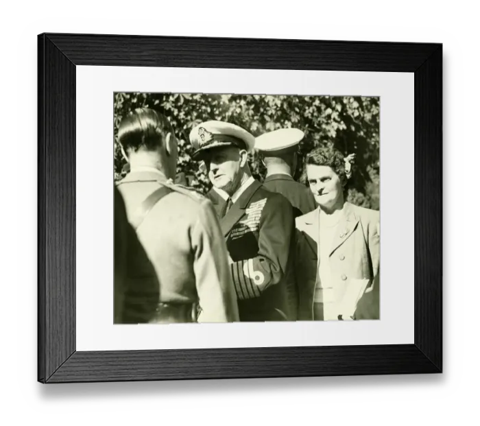 Framed Print : Admiral of the fleet Lord Cunningham leaving Westminister Abbey after a service for those Framed Print : Admiral of the fleet Lord Cunningham leaving Westminister Abbey after a service for those