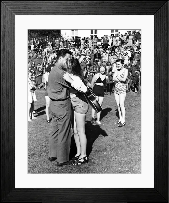 Framed Print : US army dance band was in attendance and it was guitarist Alf Pele who had the pleasure Framed Print : US army dance band was in attendance and it was guitarist Alf Pele who had the pleasure