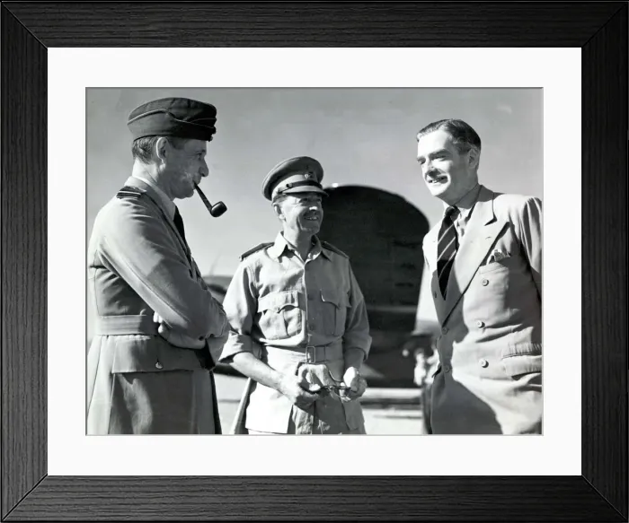 Framed Print : Air Chief Marshall general Aleseandera talking to Anthony Eden just after his arrival by Framed Print : Air Chief Marshall general Aleseandera talking to Anthony Eden just after his arrival by