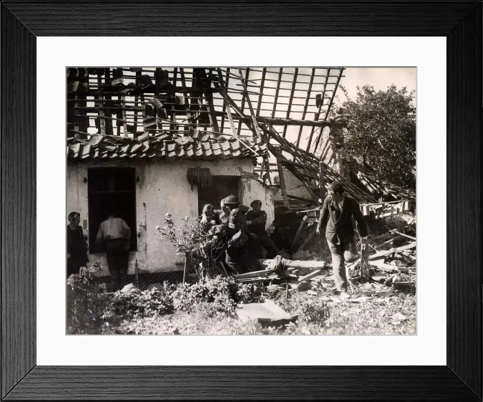 Framed Print : World War II Invasion of France British troops being evacuated under fire from a