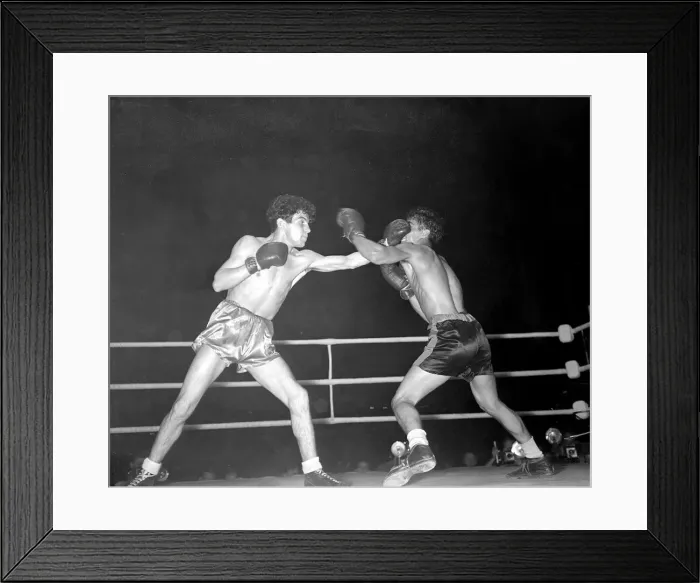 Framed Print : Dai Dower (L) v Hilaire Gaviano September 1954 1950s Boxing in Harringay Framed Print : Dai Dower (L) v Hilaire Gaviano September 1954 1950s Boxing in Harringay