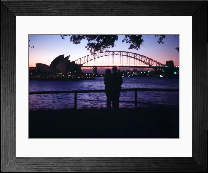 Framed Print : Sydney Harbour Bridge N. S. W. in Australia at sunset, circa 1971