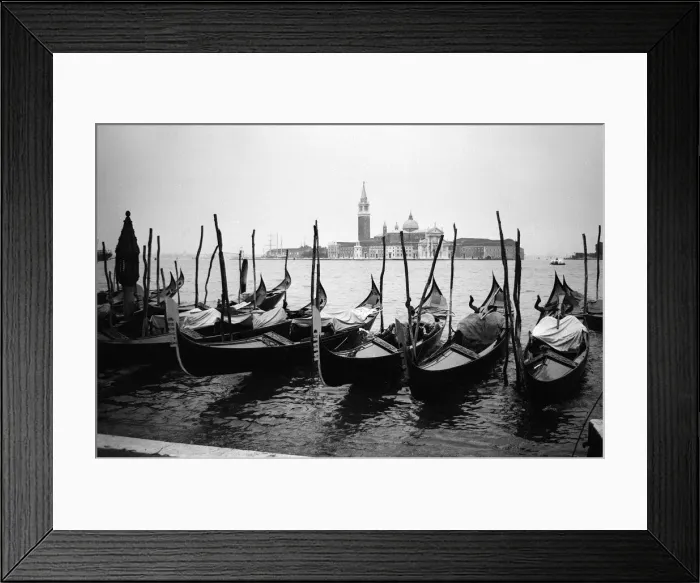 Framed Print : Italy Venice Gondolas and gondoliers on a rainy day June 1965 Framed Print : Italy Venice Gondolas and gondoliers on a rainy day June 1965