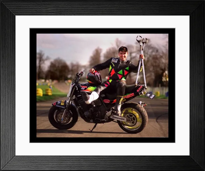 Framed Print : Kevin Carmichael during stunt Championships March 1998 Motorcycle circa 1998 Framed Print : Kevin Carmichael during stunt Championships March 1998 Motorcycle circa 1998