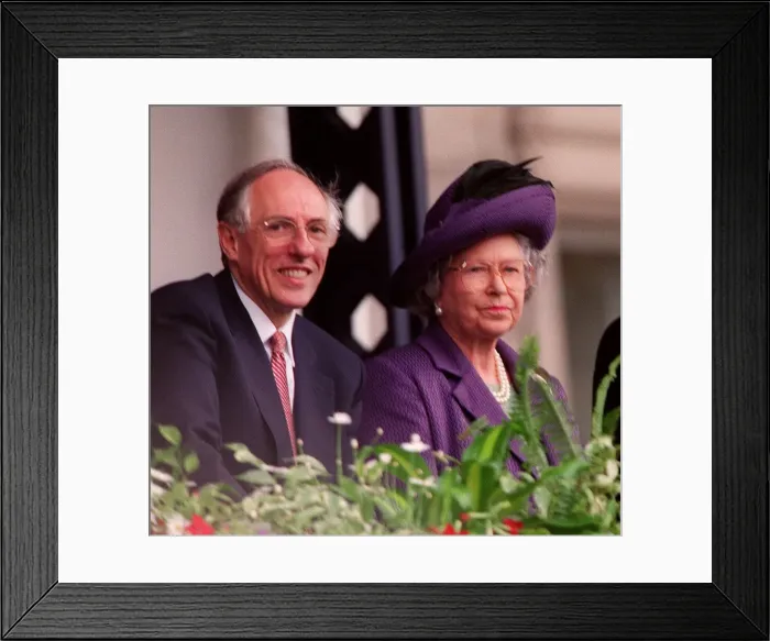 Framed Print : Scottish Parliament Opening Ceremony, July 1999 Queen accompanied by Donald Dewar Framed Print : Scottish Parliament Opening Ceremony, July 1999 Queen accompanied by Donald Dewar