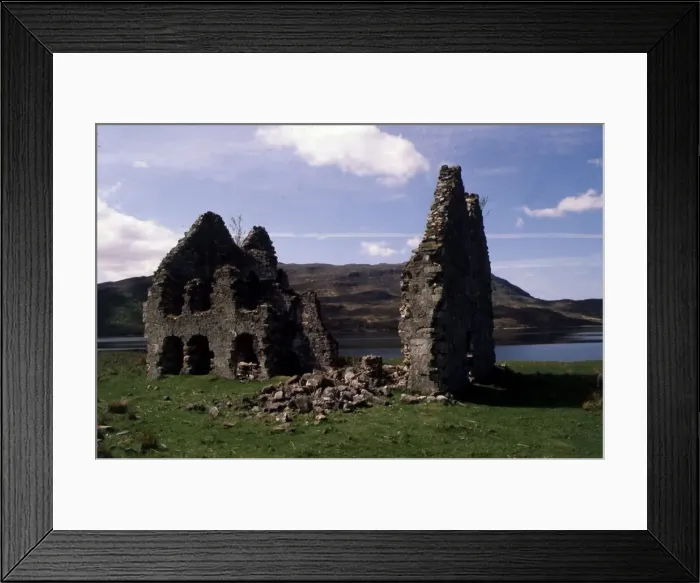 Framed Print : Ruined Castle 1978 near Loch Assynt Sunderland, Scotland Framed Print : Ruined Castle 1978 near Loch Assynt Sunderland, Scotland