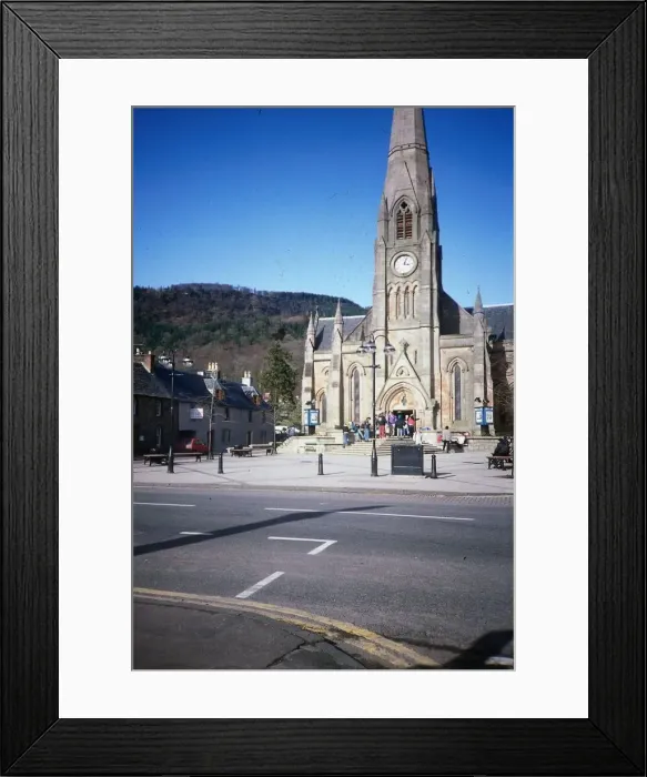 Framed Print : Callander May 1993 shows a local church in the town Framed Print : Callander May 1993 shows a local church in the town