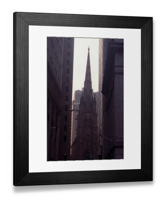Framed Print : Church at end of Wall Street New York USA United States of America August 1999