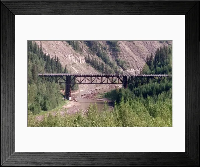 Framed Print : Kiskatinaw Bridge wooden construction the last of the original bridge on the Alaska Framed Print : Kiskatinaw Bridge wooden construction the last of the original bridge on the Alaska