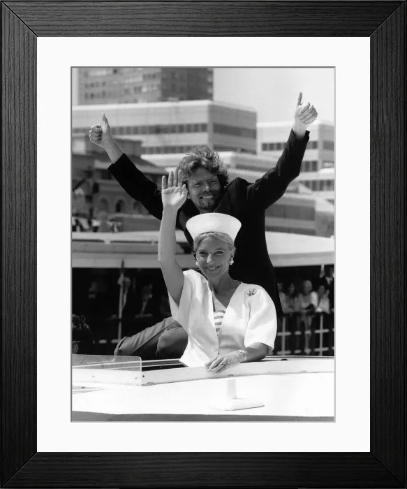 Framed Print : Richard Branson tycoon with Princess Michael of Kent on his boat Virgin Atlantic