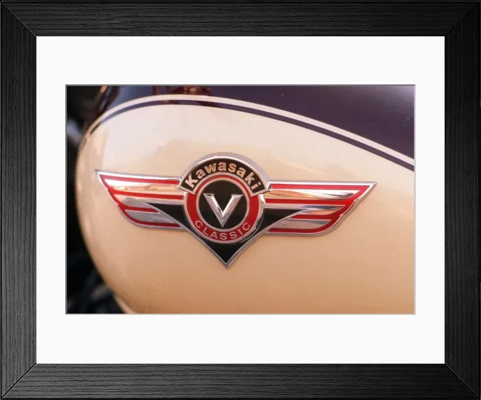 Framed Print : Kawasaki V Classic motorbike October 1997 logo Framed Print : Kawasaki V Classic motorbike October 1997 logo