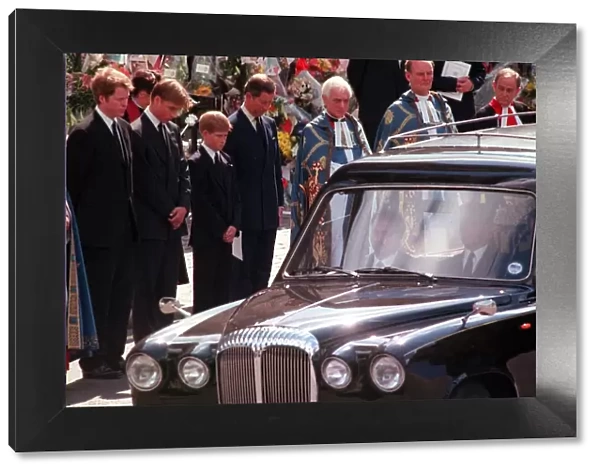 Princess Diana Funeral 6th September 1997. Prince Charles, Prince William