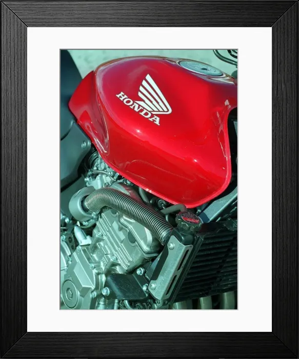 Framed Print : The Honda Hornet 600CC Motorbike April 1998 Fuel Tank badge and engine
