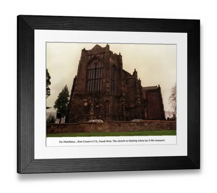 Framed Print : Shamed accountant Kenneth Grant April 1998 his Church in Stirling massive fraud