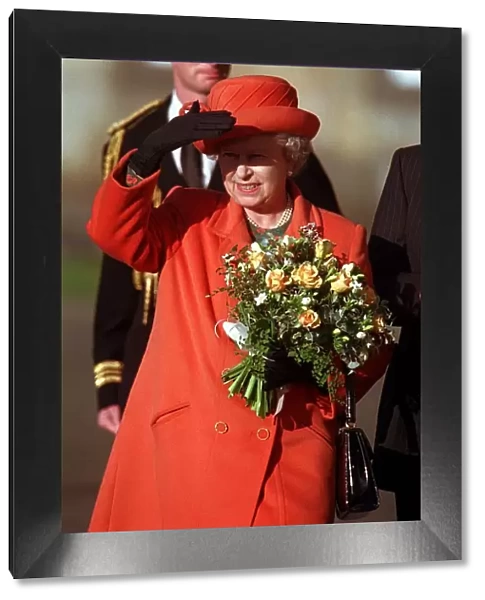 Queen Elizabeth II, October 1997 Inspects the Black Watch guards at the Palace of