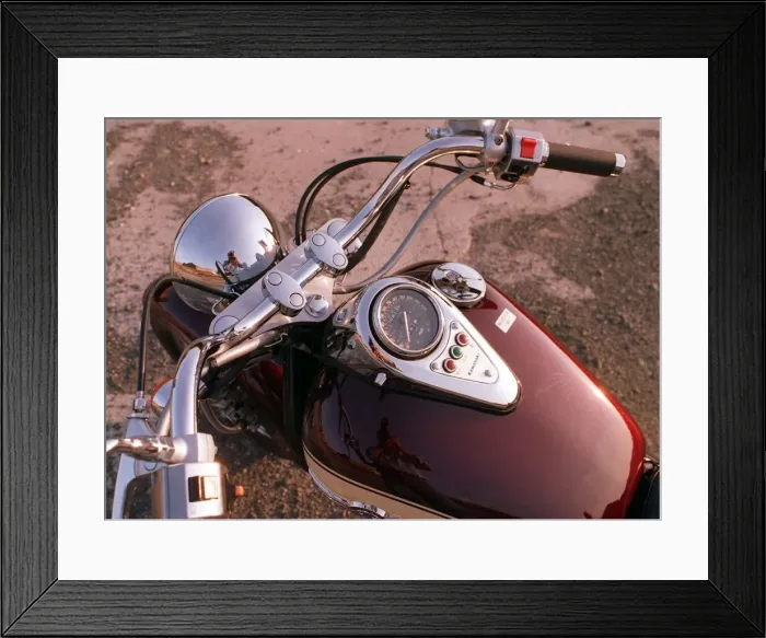 Framed Print : Kawasaki V Classic motorbike October 1997 handlebars controls Framed Print : Kawasaki V Classic motorbike October 1997 handlebars controls