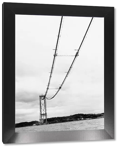 Forth Road Bridge construction June 1962 Wires spanning river