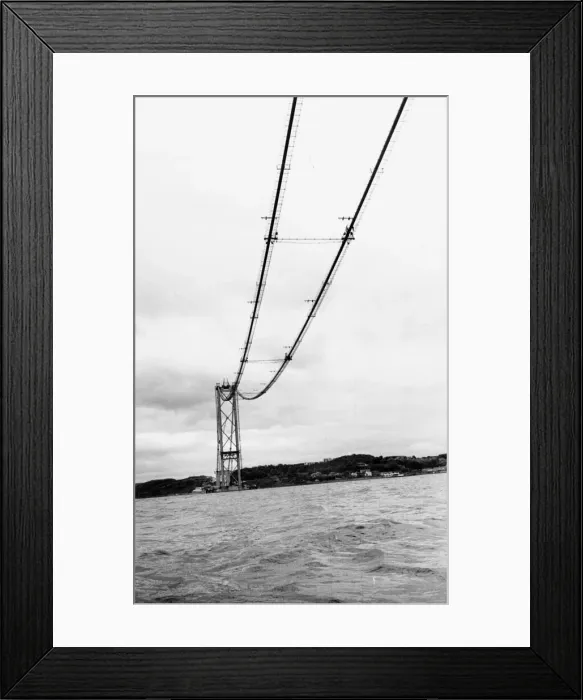 Framed Print : Forth Road Bridge construction June 1962 Wires spanning river Framed Print : Forth Road Bridge construction June 1962 Wires spanning river