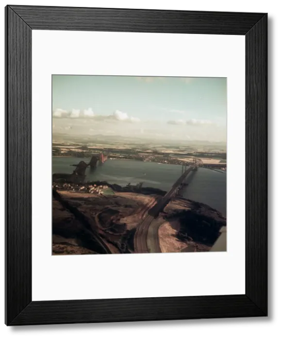 Framed Print : Forth Road Bridge (R) and Forth Rail Bridge Scotland 1964 Framed Print : Forth Road Bridge (R) and Forth Rail Bridge Scotland 1964