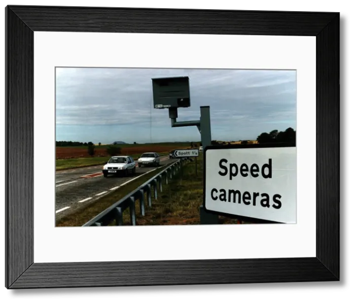 Framed Print : Speed cameras police radar to photograph speeding motorists on A1 Dunbar by pass road