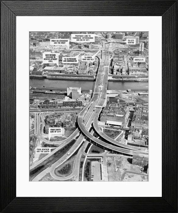 Framed Print : Kingston Bridge Glasgow under construction June 1970 River Clyde Daily Record Framed Print : Kingston Bridge Glasgow under construction June 1970 River Clyde Daily Record