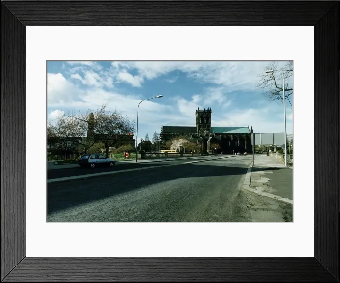 Framed Print : Paisley in Scotland with bridge and church circa 1995