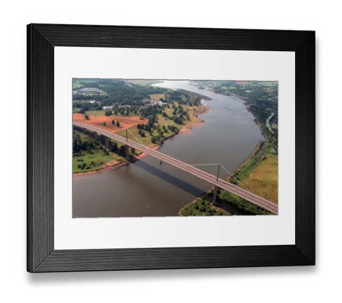Framed Print : Erskine Bridge aerial view empty after being hit by UIE oil rig collision. Circa 1998 Framed Print : Erskine Bridge aerial view empty after being hit by UIE oil rig collision. Circa 1998