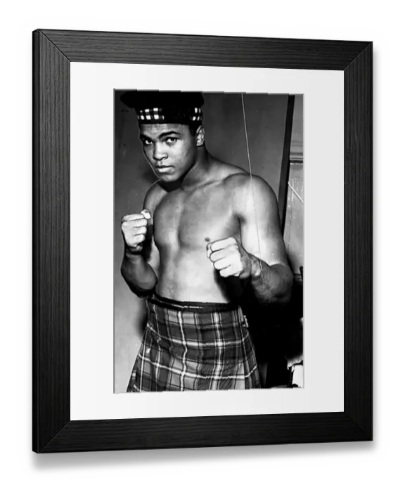 Framed Print : American heavyweight boxer Cassius Clay, dressed in tartan kilt Framed Print : American heavyweight boxer Cassius Clay, dressed in tartan kilt