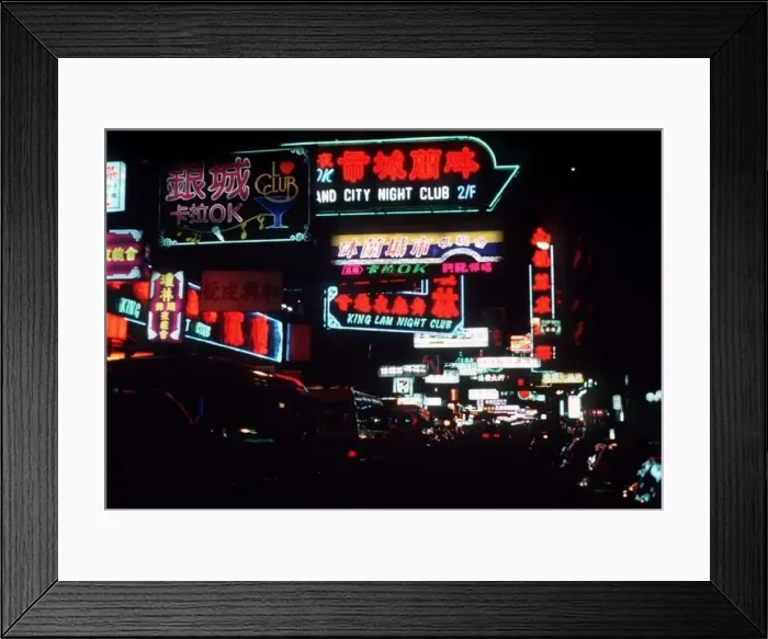  : Flourescent display on Nathan Road, Kowloon in Hong Kong Circa 1978