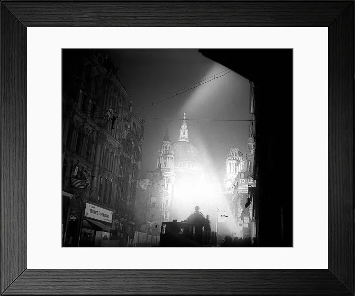 Framed Print : St Pauls Cathedral flood lit during VE day celebrations May 1945 Framed Print : St Pauls Cathedral flood lit during VE day celebrations May 1945