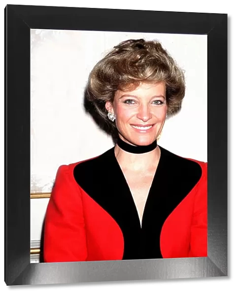 Princess Michael of Kent wearing a red and black top February 1984