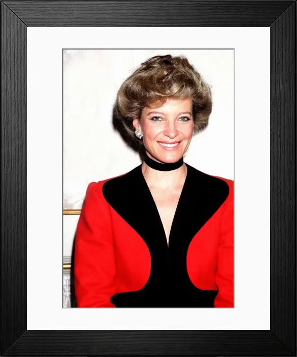 Framed Print : Princess Michael of Kent wearing a red and black top February 1984