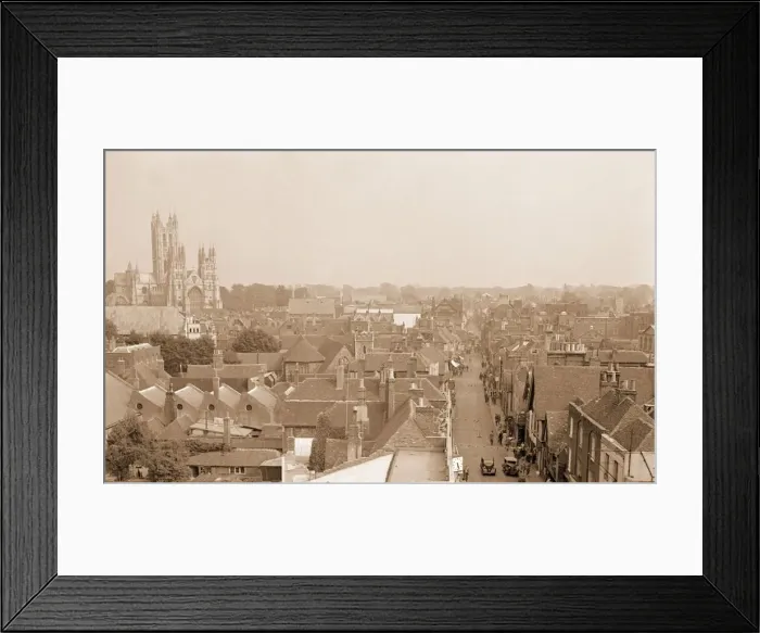 Framed Print : Canterbury Cathedral dominates the town. Our picture shows the high street with early Framed Print : Canterbury Cathedral dominates the town. Our picture shows the high street with early