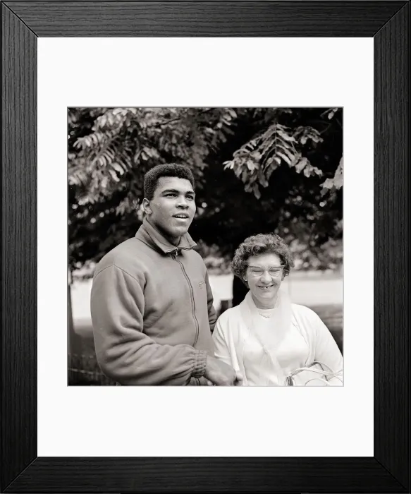 Framed Print : Cassius Clay August 1966 In training, shaking hands with an elderly fan Framed Print : Cassius Clay August 1966 In training, shaking hands with an elderly fan
