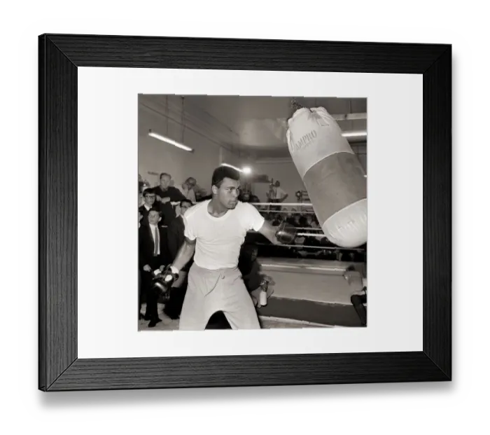 Framed Print : Cassius Clay August 1966 In training Punch bag, Boxing 1960s