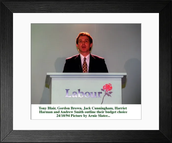 Framed Print : Tony Blair Labour leader at his press conference to announce Labours shadow Budget Framed Print : Tony Blair Labour leader at his press conference to announce Labours shadow Budget