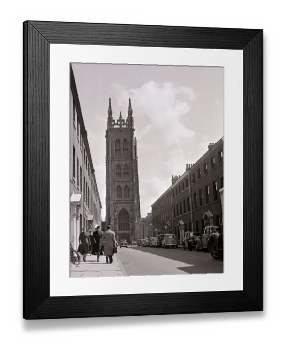 Framed Print : St Marys Parish Church Taunton Somerset General view old vintage cars