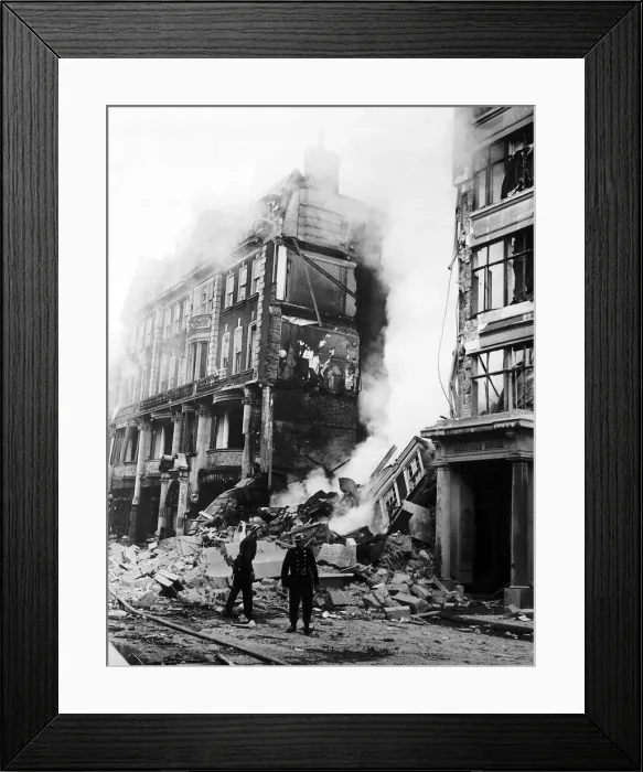Framed Print : ARP men in front of a building in Marylebone London which collapsed after being hit Framed Print : ARP men in front of a building in Marylebone London which collapsed after being hit