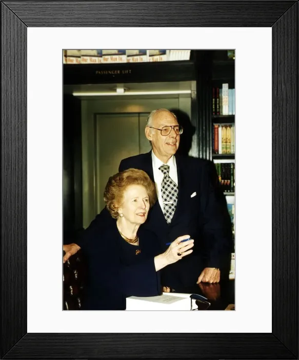 Framed Print : Margaret Thatcher and husband Denis Thatcher June 1995 at the Signing of her new book Framed Print : Margaret Thatcher and husband Denis Thatcher June 1995 at the Signing of her new book