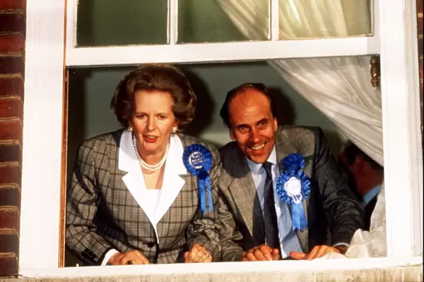 Norman Tebbit Conservative MP with Margaret Thatcher after the Election victory in