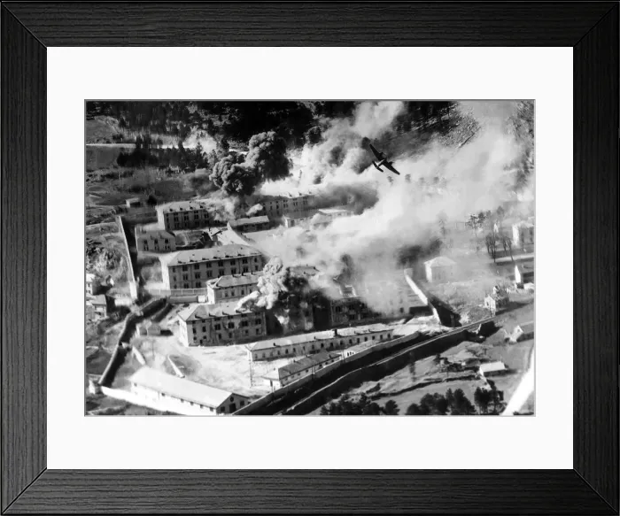 Framed Print : South African Beaufighters attack enemy barracks 25 miles east of Triest in Framed Print : South African Beaufighters attack enemy barracks 25 miles east of Triest in