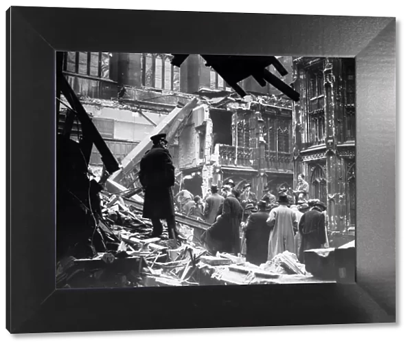 Damage to the House of Commons after the night bombings by the Germans noticed in